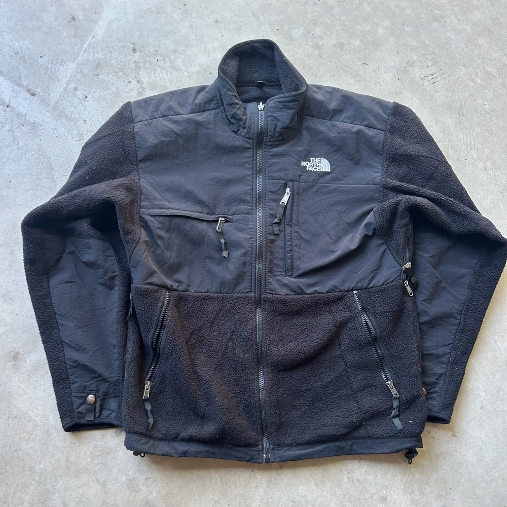 The North Face Denali Fleece Jacket Mens Small Black Full Zip Nylon Overlay